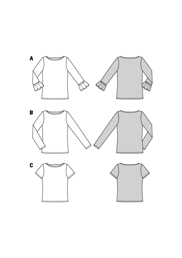 Burda Pattern 6328 Misses' top with boat neckline