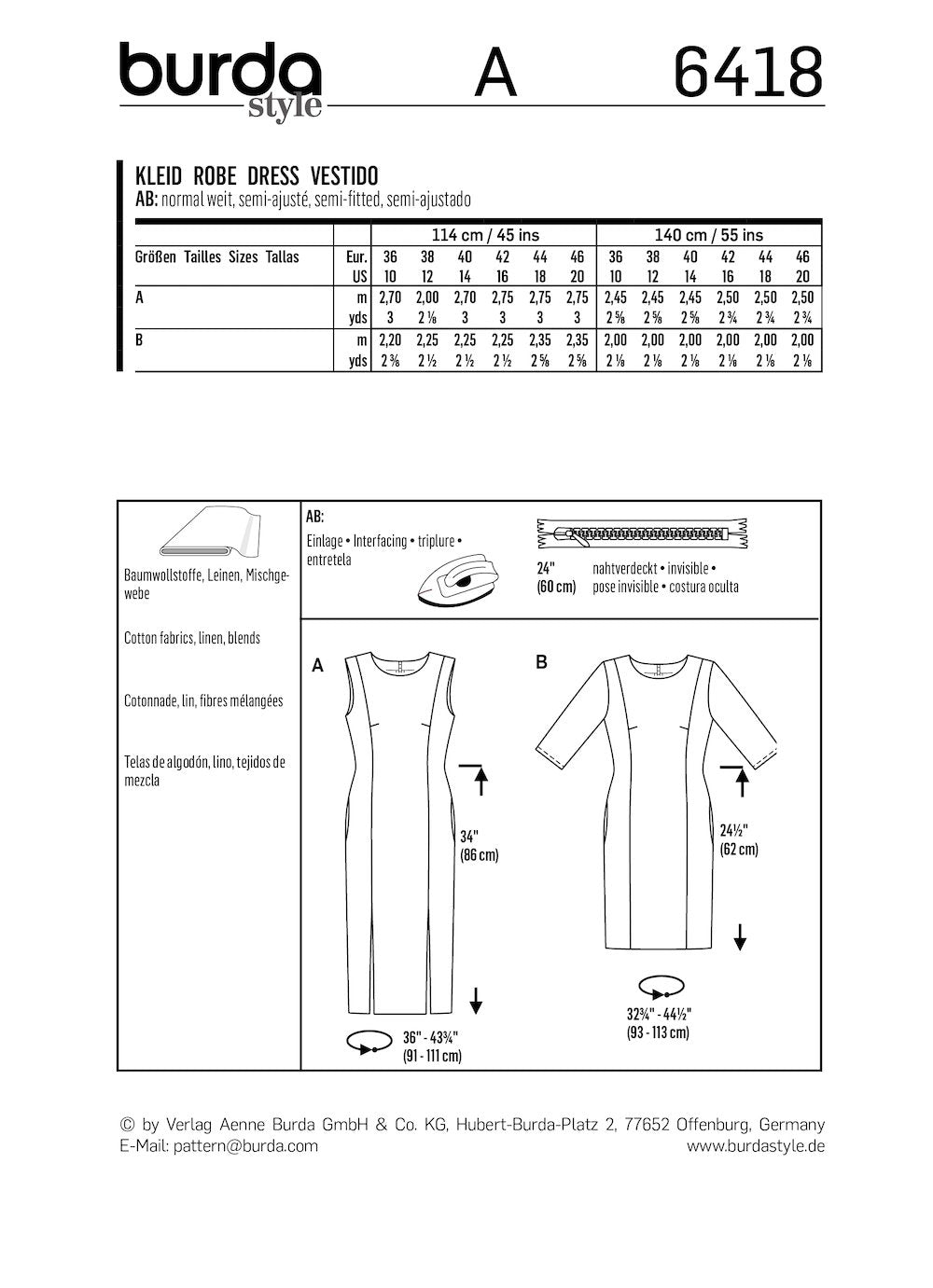 Burda Pattern 6418 (10-20)