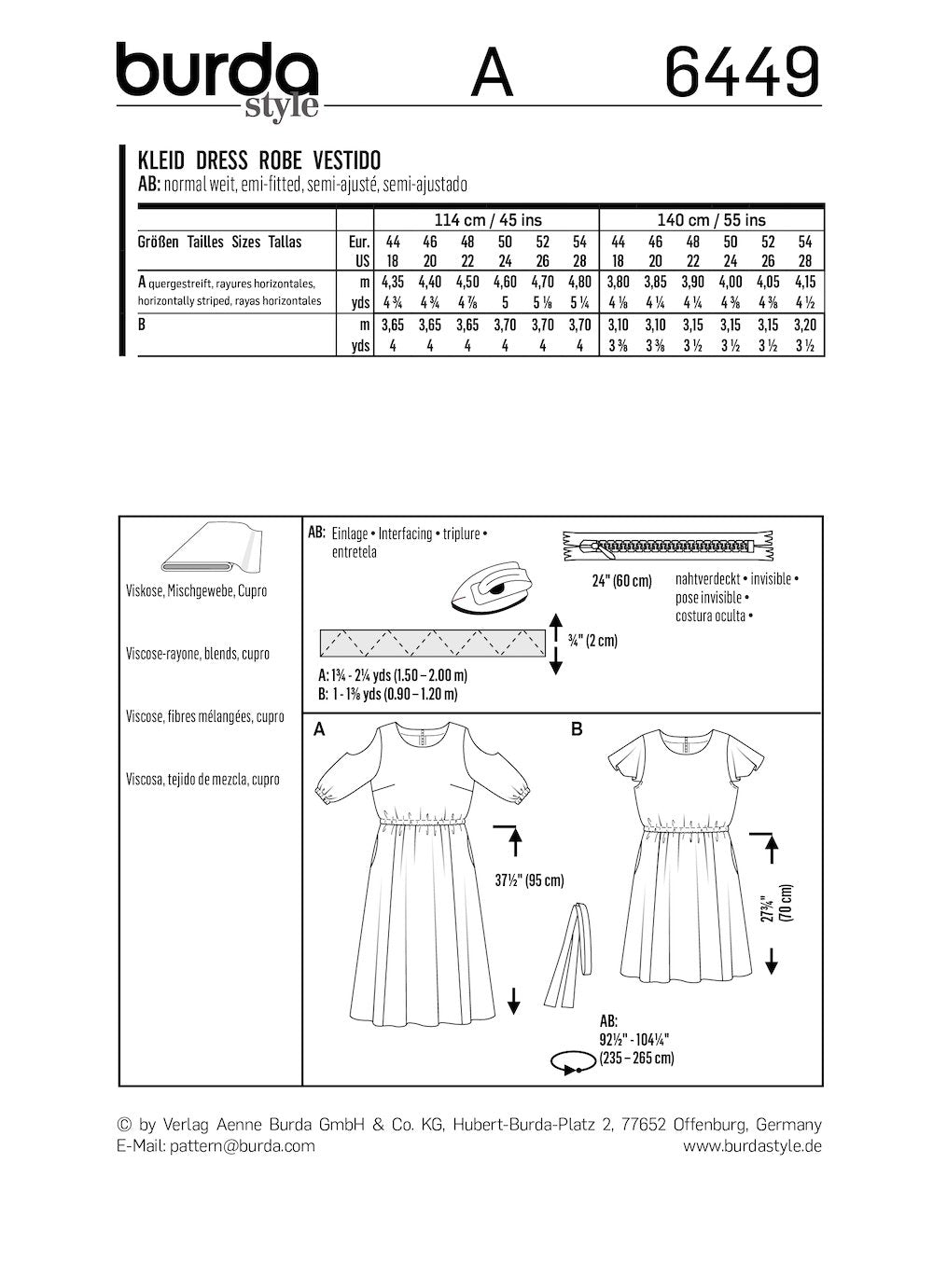 Burda Pattern 6449 (18-28)