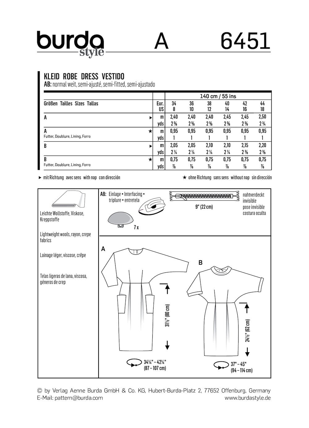 Burda Pattern 6451 (8-18)