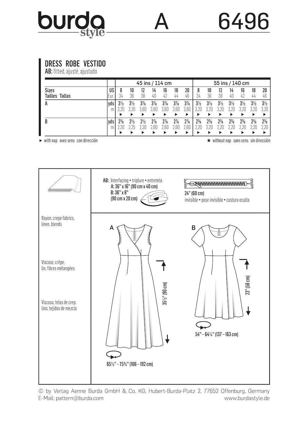 Burda Pattern 6496 (8-20)