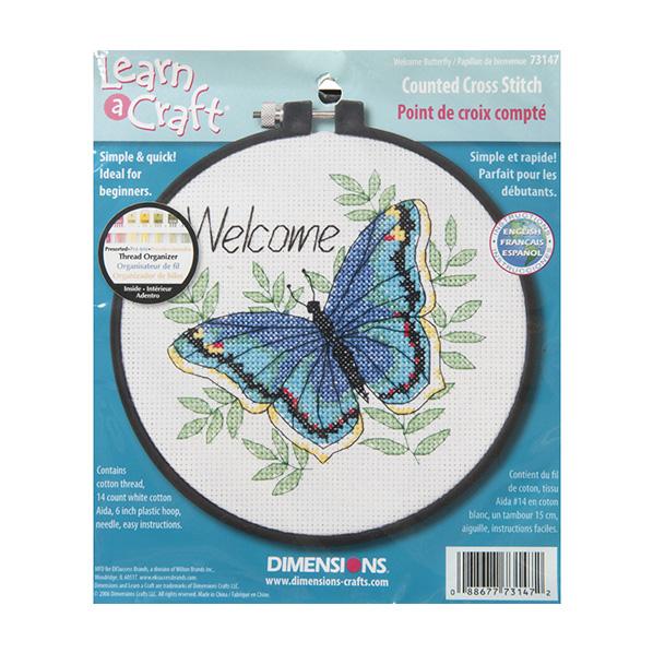 Dimensions Learn-A-Craft Welcome Butterfly Counted Cross Stitch Kit-6 Round