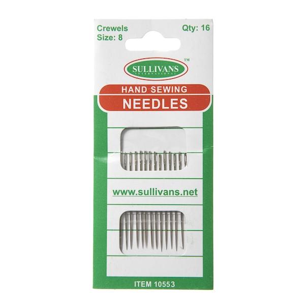 Hand Sewing Needles, Crewel Size 8- 16pk