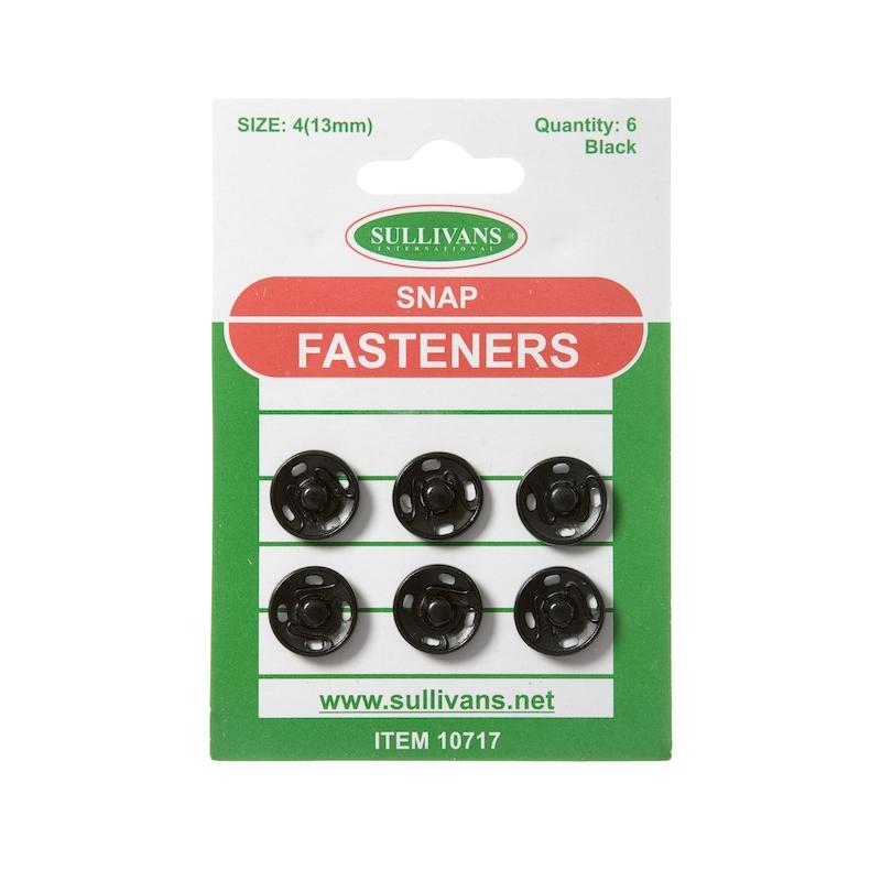 Sullivans Snap Fasteners Size 4, Black 6pk Lincraft New Zealand