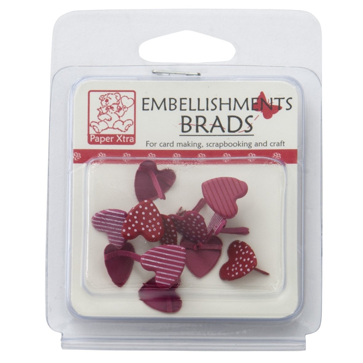 Sullivans Embellishments Brads, Heart Printed Red Lincraft New Zealand