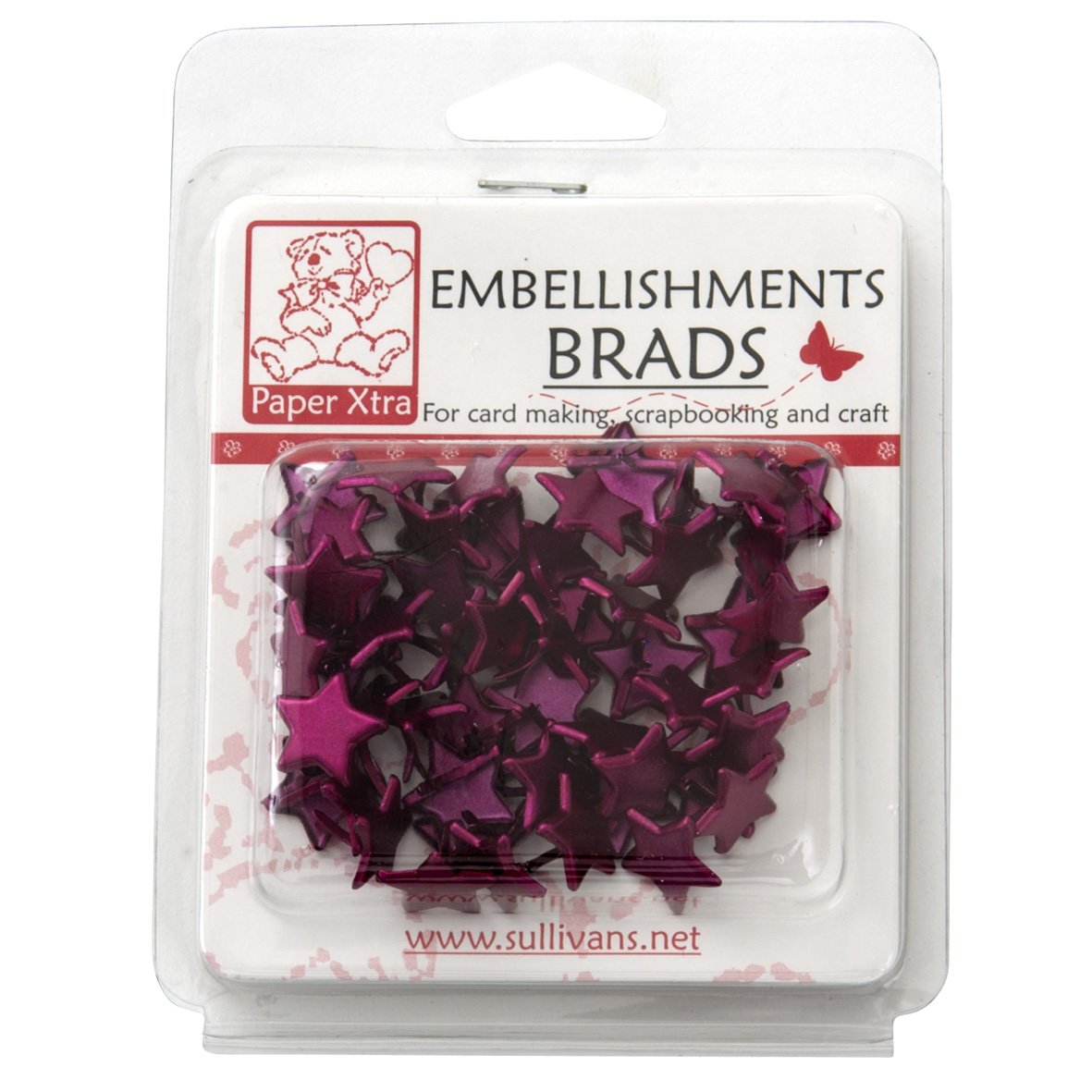 Sullivans Embellishments Brads, Star Maroon