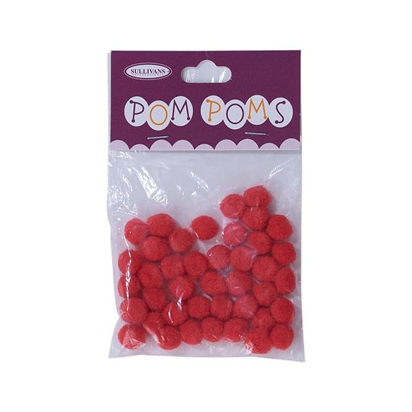 Pepperell Craft Pom Poms - Pkg of 100, 1 inch, Red