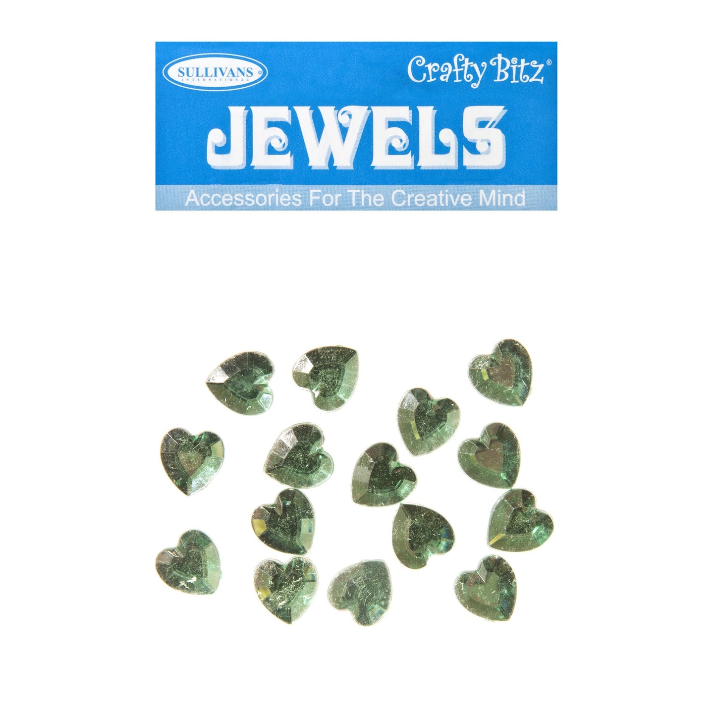 Crafty Bitz Jewels, Heart Emerald- 15pc
