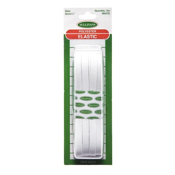 Sullivans Knitted Elastic, White- 6mm x 5m