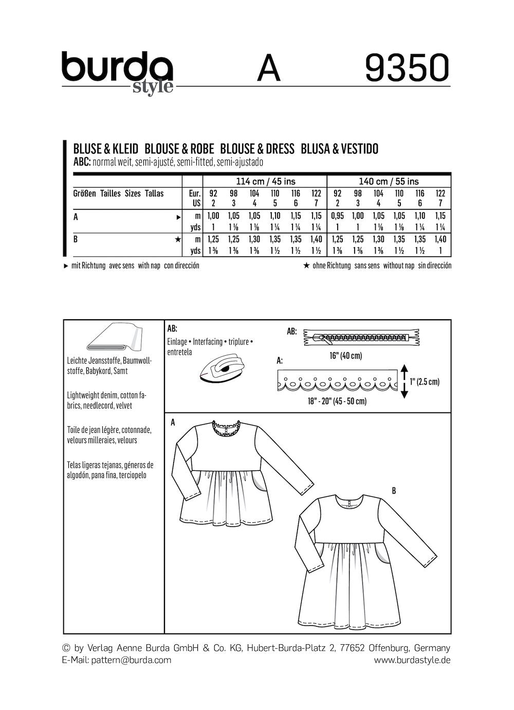 Burda Pattern 9350 (2-7)