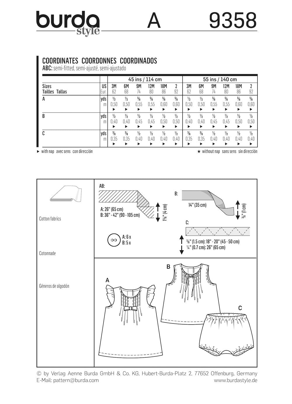 Burda Pattern 9358 (3M-2M)