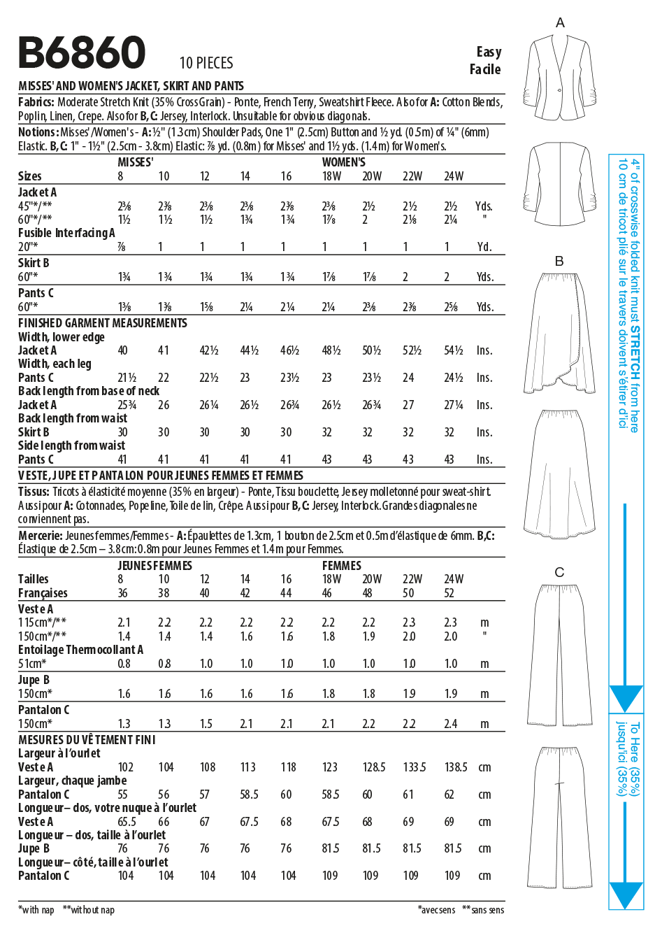 Butterick Pattern B6860 Misses' and Women's Jacket, Skirt and Pants