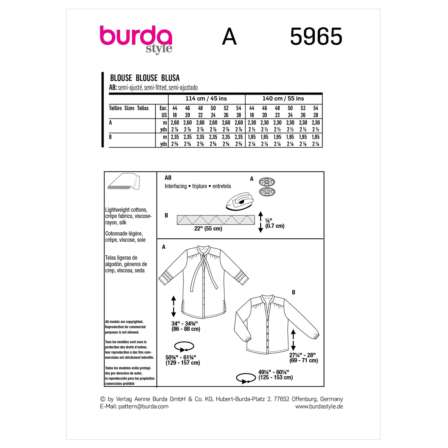 Burda Pattern 5965 Plus Size Top/Vest
