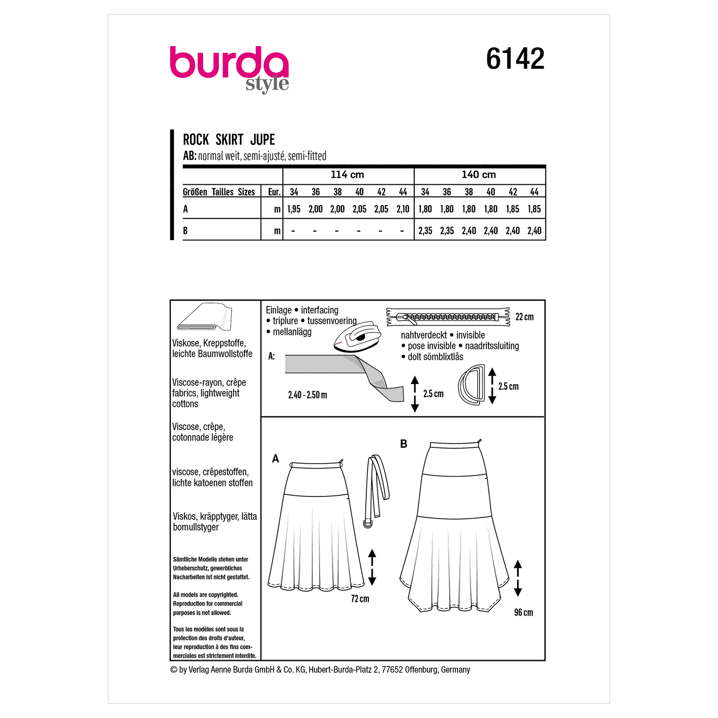 Burda Pattern 6142 Misses' Skirt