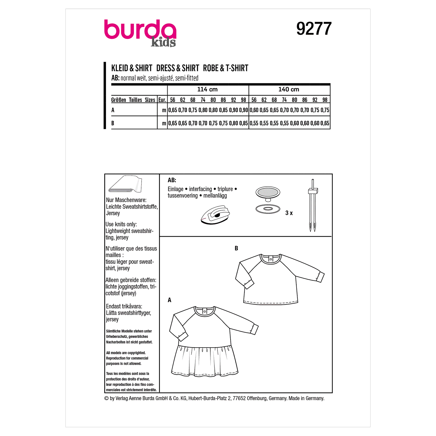 Burda Pattern 9277 Babies' Top and Dress