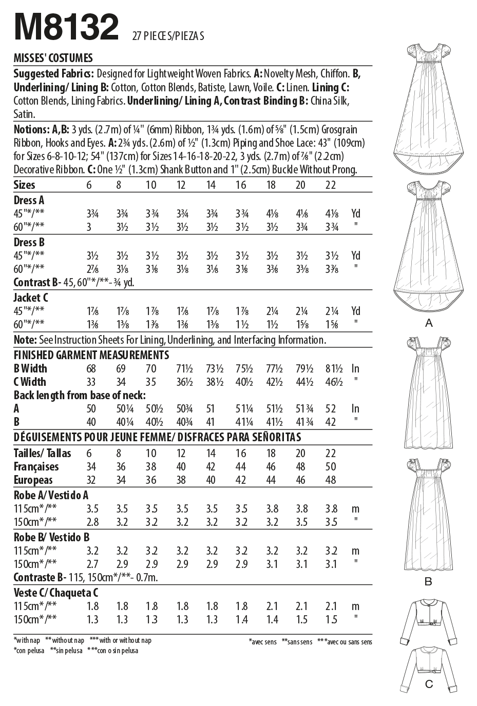 McCall's Pattern M8132 Misses' Costume