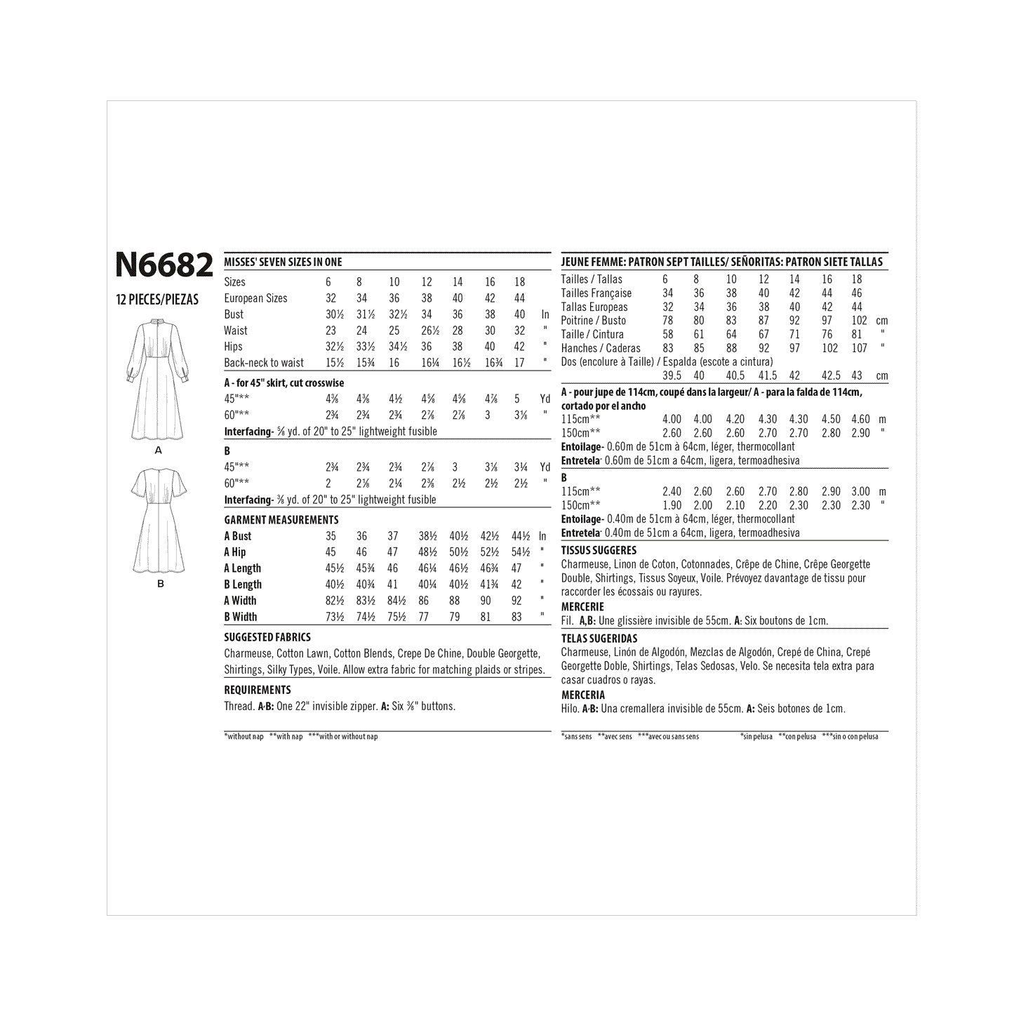 Newlook Pattern N6643 Misses' Wide Leg Pants and Skirt