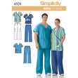 Simplicity Pattern 4101 Women's & Men's Plus Size Scrubs