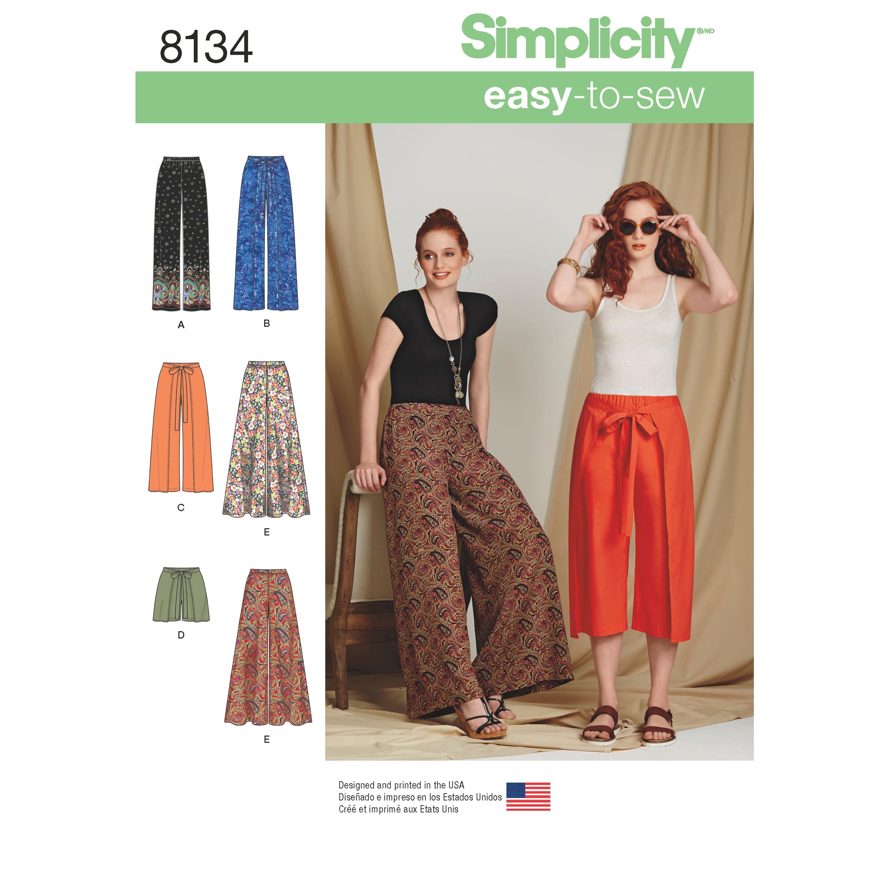 Simplicity Easy Sewing Pattern 8389, Long Pants, Pull-on, Shorts