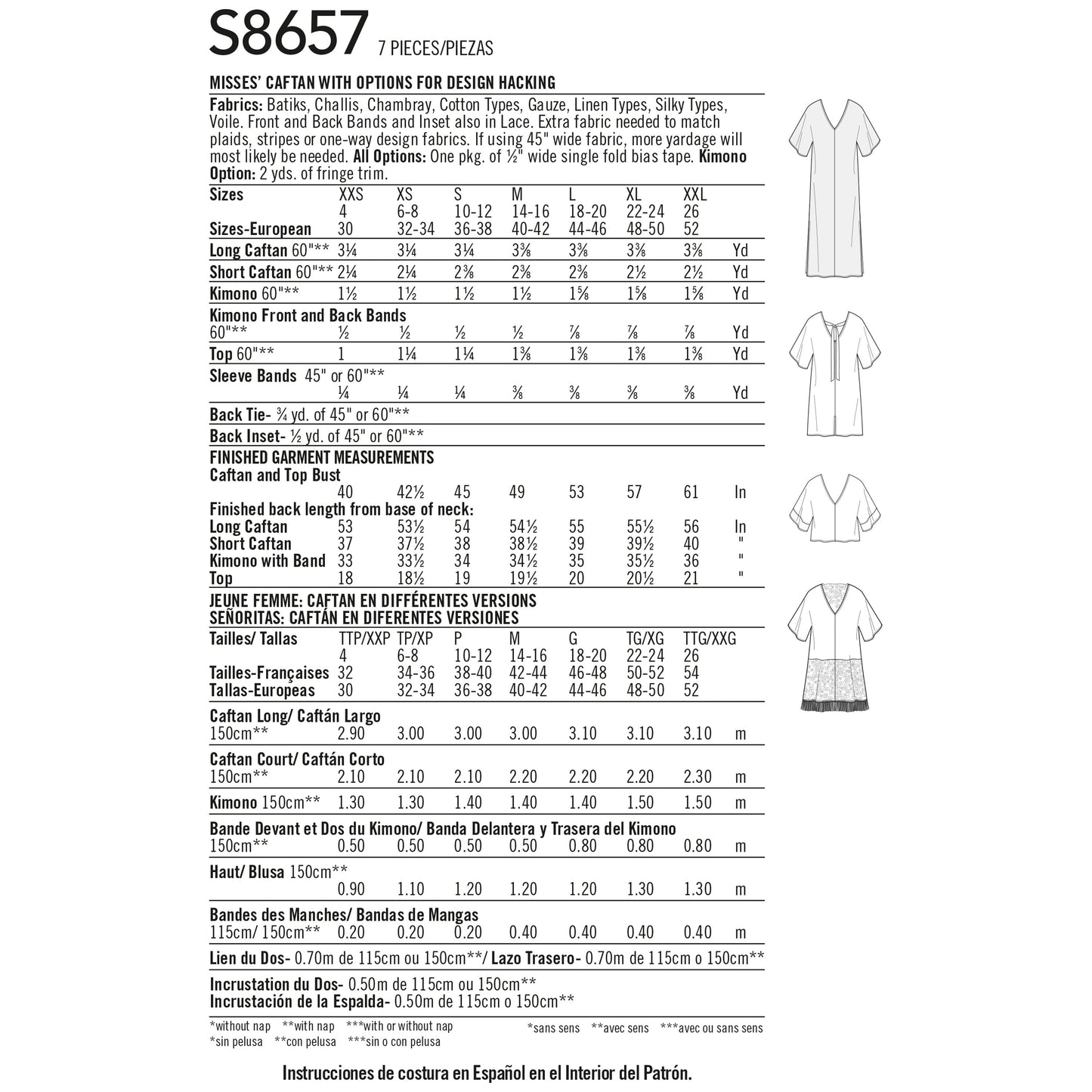 Simplicity Pattern 8657 Misses' Caftan with Options for Design Hacking
