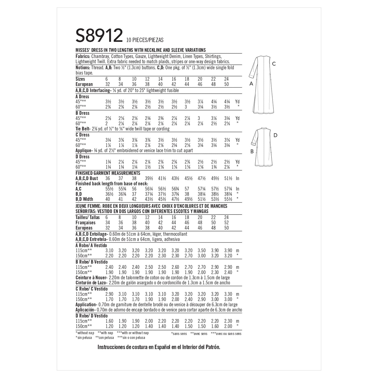 Simplicity Pattern 8912 Misses' Dresses