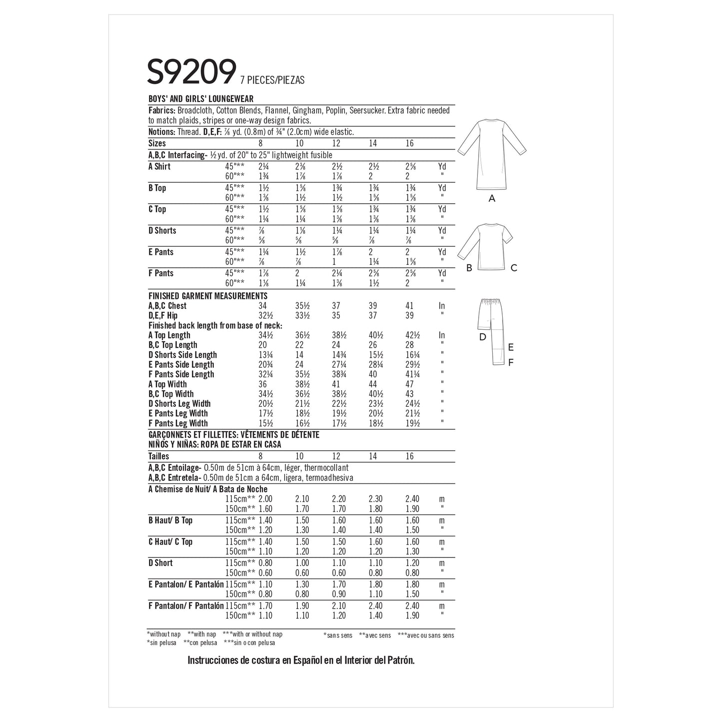 Simplicity Pattern 9209 Boys'/Girls' V-Neck Shirts, Gown, Shorts and Pants