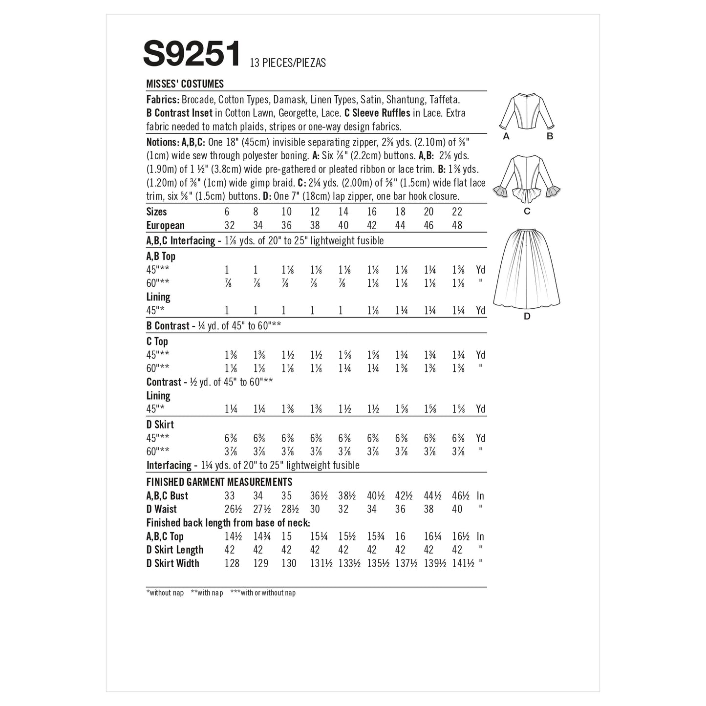 Simplicity Pattern 9251 Misses' Costumes