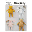 Simplicity Pattern 9306 Plush Bears & Bunnies in Two Sizes
