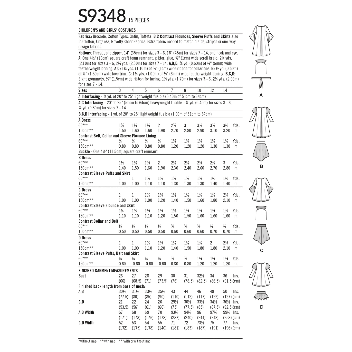 Simplicity SS9348 Child & Girl Costumes