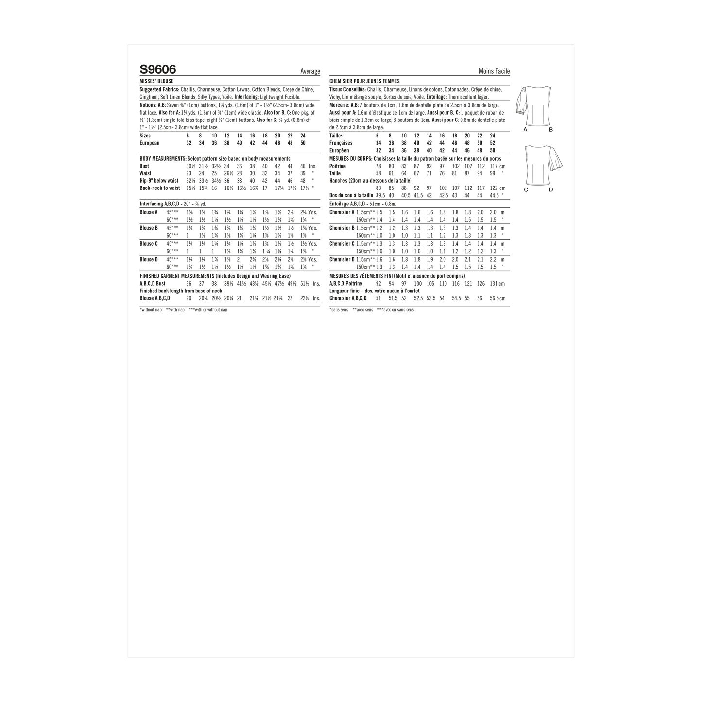 Simplicity Pattern SS9606 Misses' Blouse