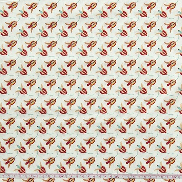 Floral Fiesta Cotton Fabric, White Floral Bud- Width 112cm