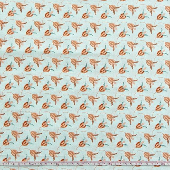 Floral Fiesta Cotton Fabric, Mint Floral Bud- Width 112cm