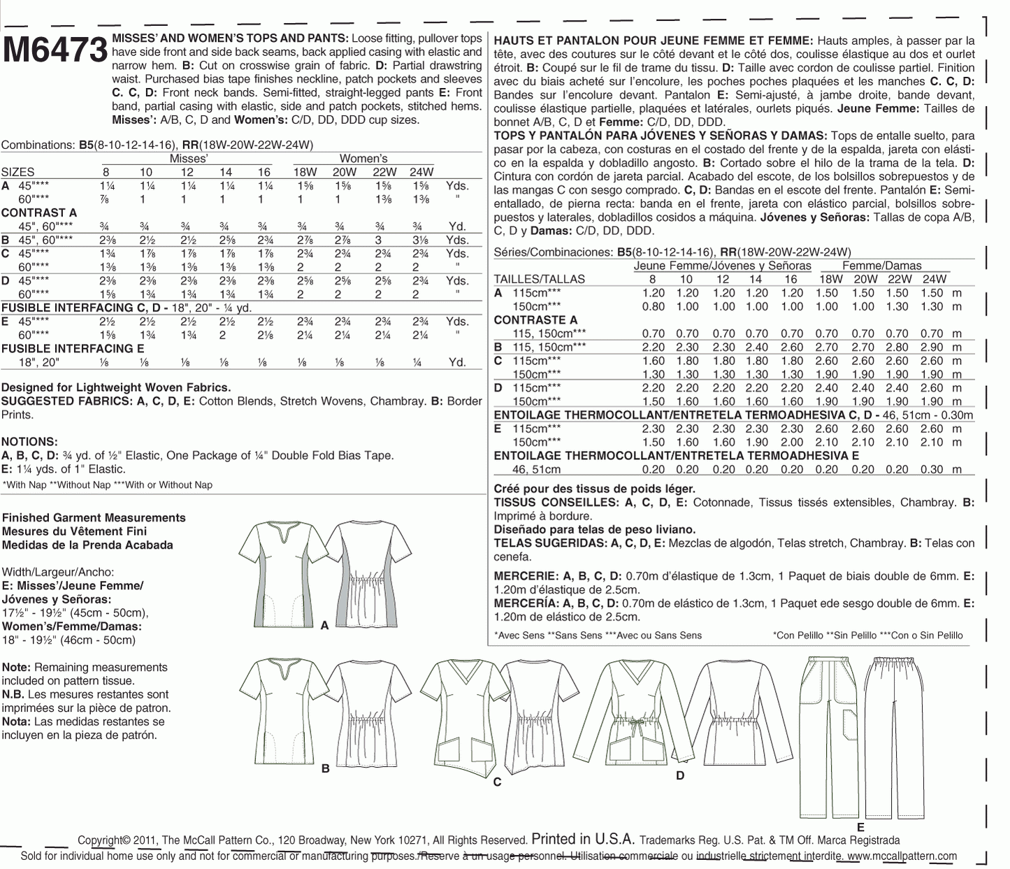 McCall's Pattern M6473 B5 (8-10-12-14-16)