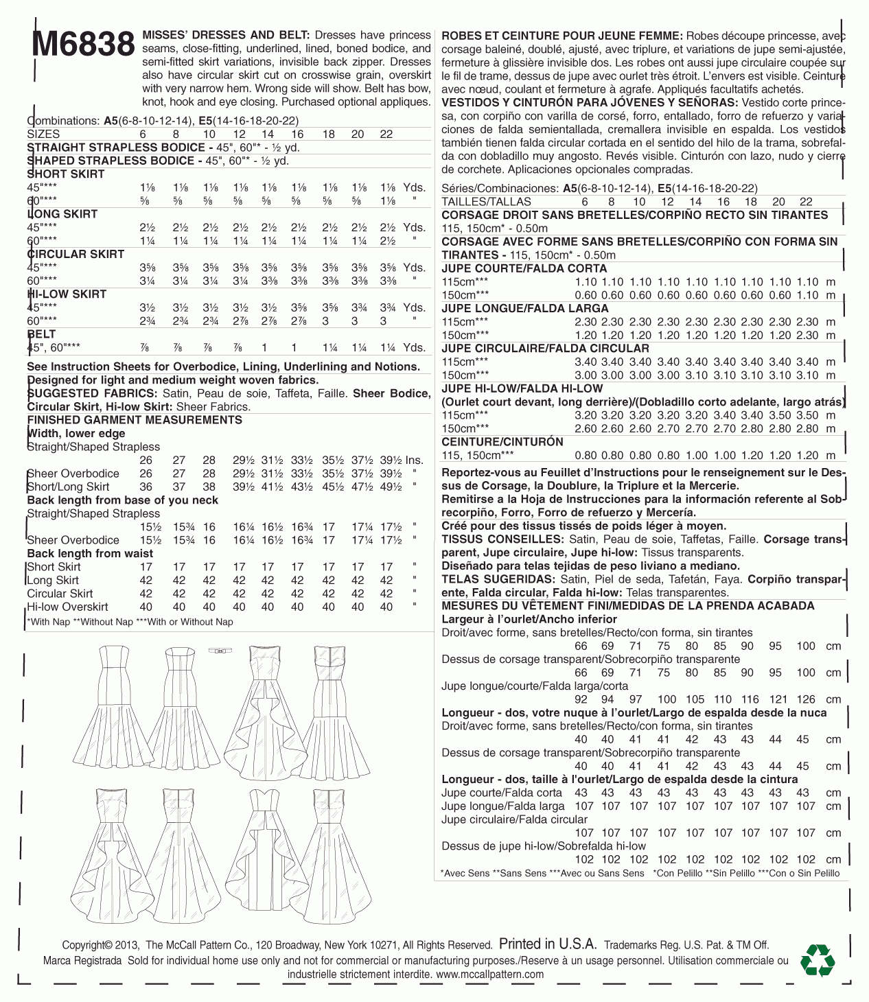 McCall's Pattern M6838 E5 (14-16-18-20-22)