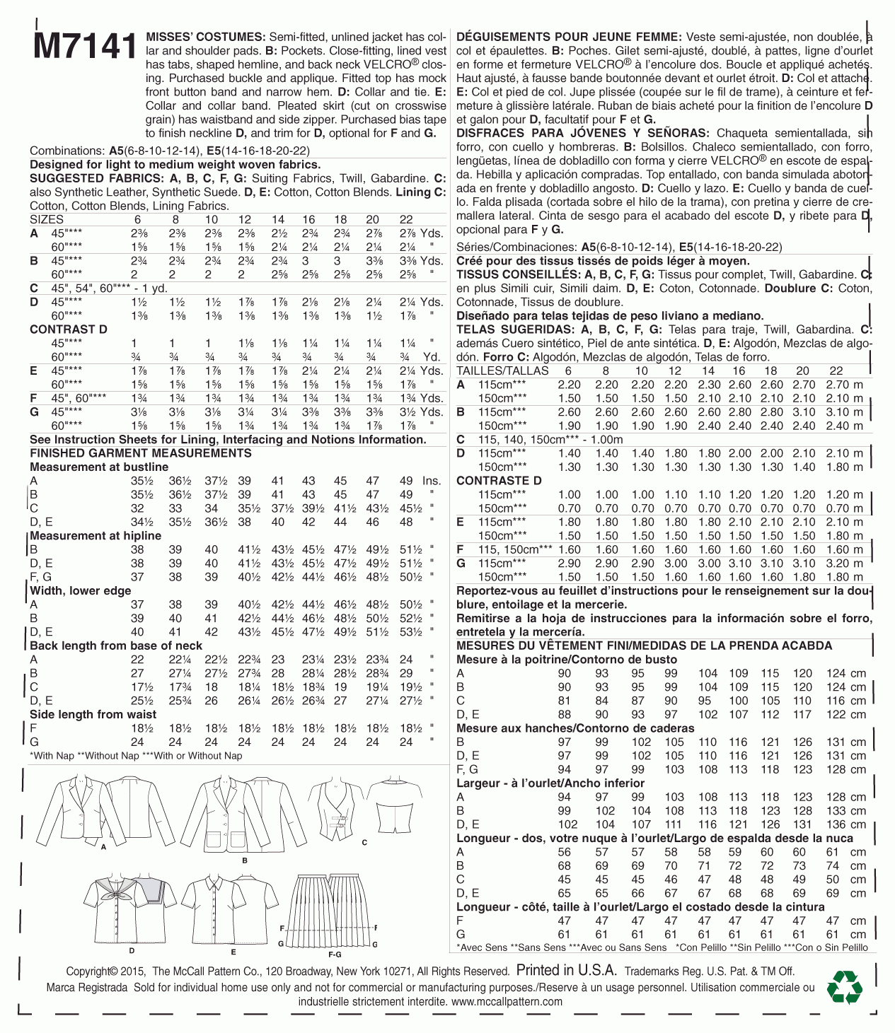 McCall's Pattern M7141 A5 (6-8-10-12-14)