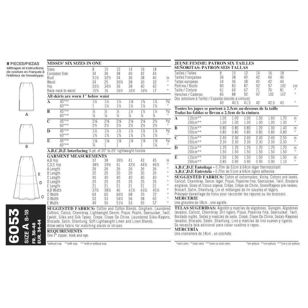 Newlook Pattern 6053 Misses' Skirts