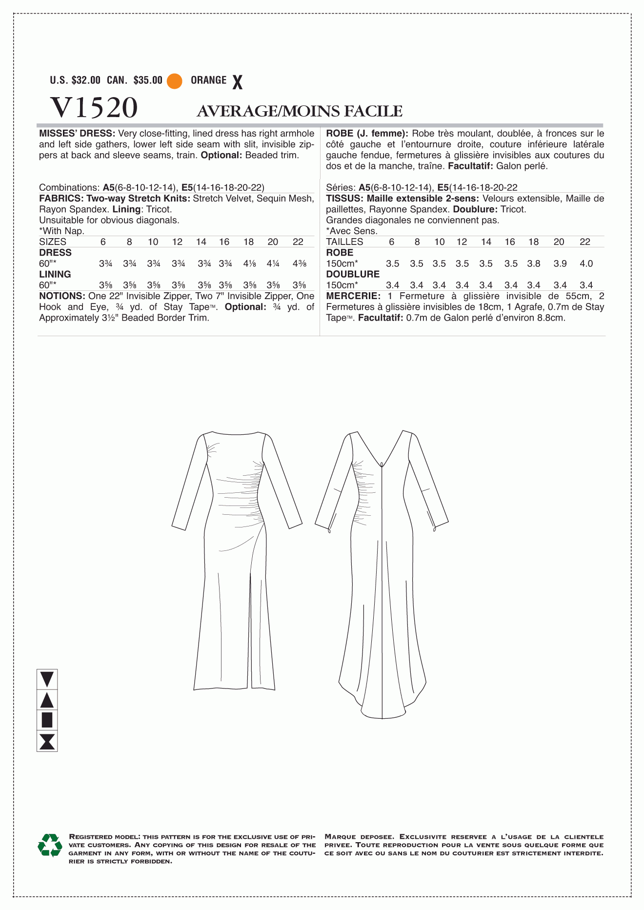 Vogue Pattern V1520 6-8-10-12-14