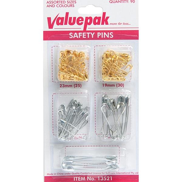 Valuepak Safety Pins, Assorted- 90pk
