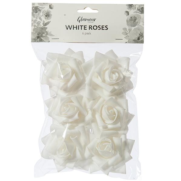 White Craft Roses- 6pk