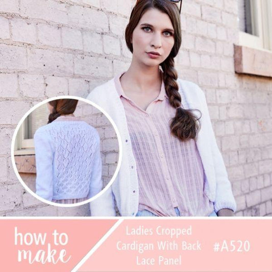 A520 Ladies Cropped Cardigan With Back Lace Panel