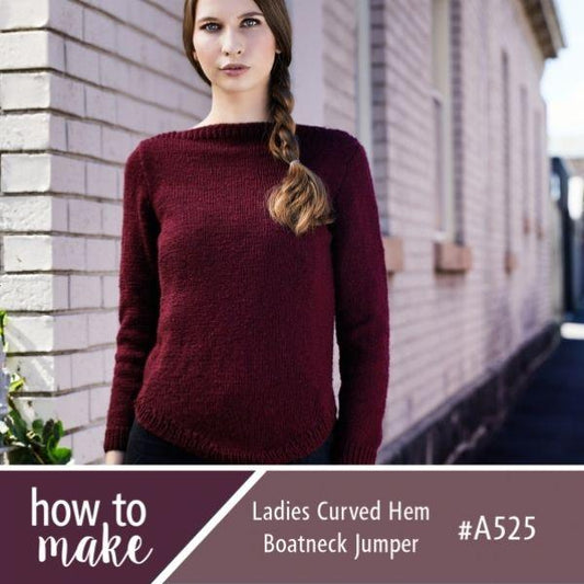 A525 Ladies Curved Hem Boatneck Jumper