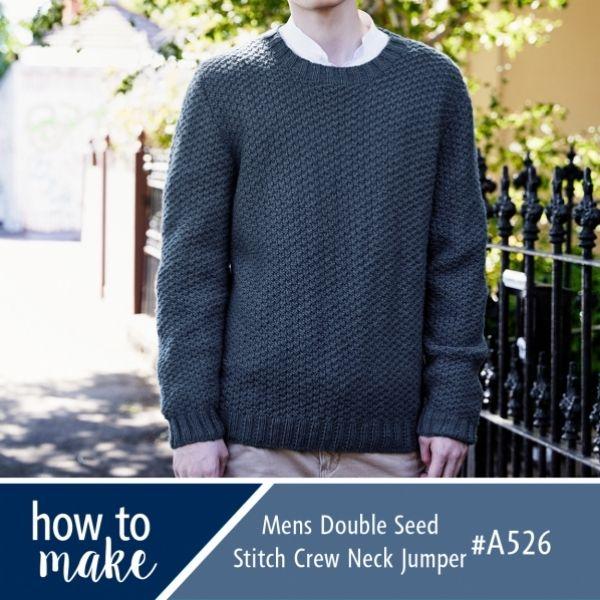 Men's Double Seed Stitch Crew Neck Jumper