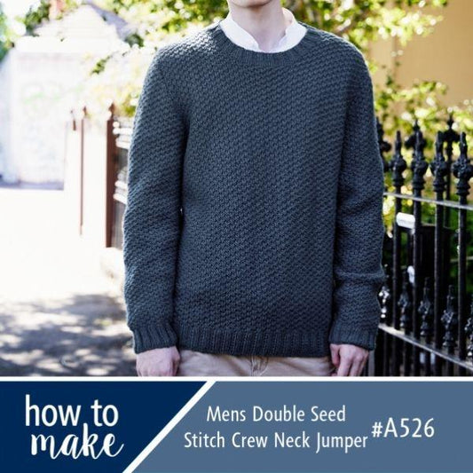 Men's Double Seed Stitch Crew Neck Jumper