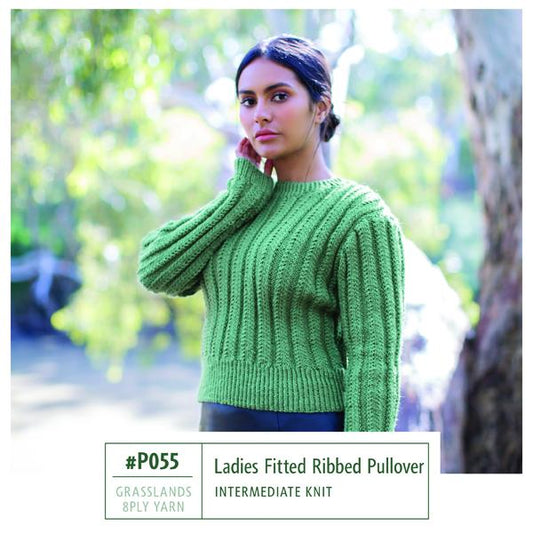 P055 Ladies Fitted Ribbed Pullover