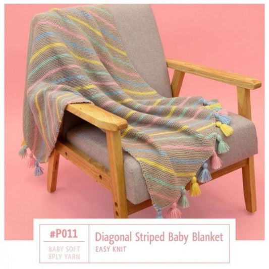 P011 Diagonal Striped Baby Blanket