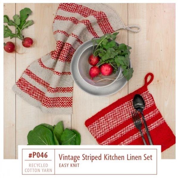 P046 Vintage Striped Kitchen Linen Set