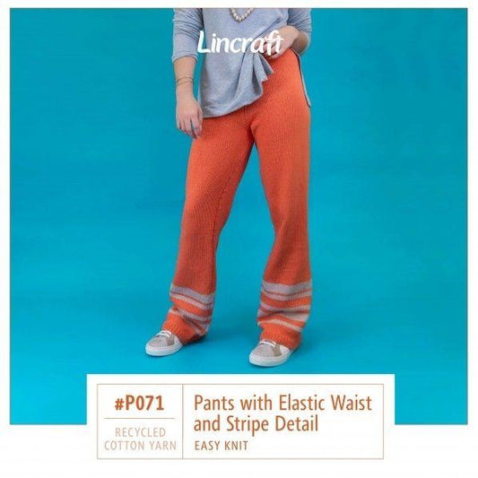 P071 Pants with Elastic Waist and Stripe Detail