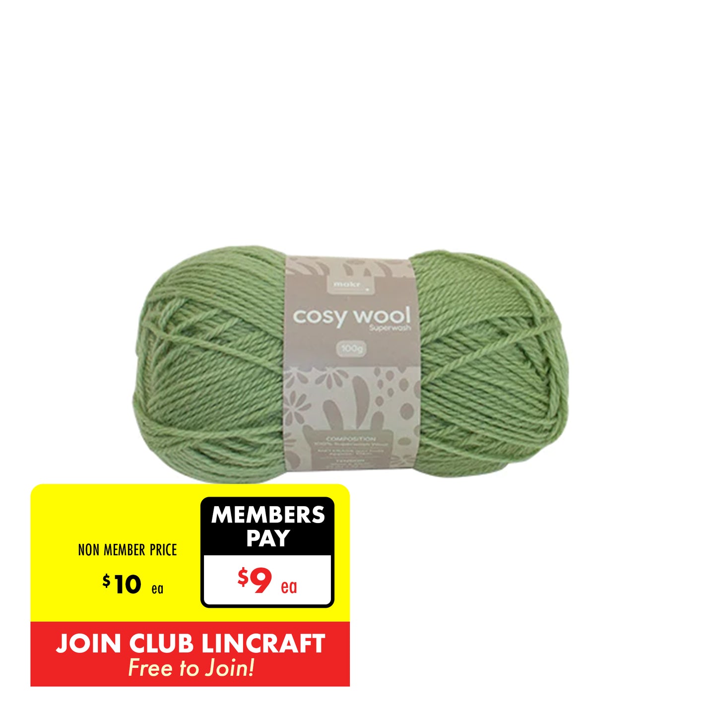 Makr Cosy Wool Crochet & Knitting Yarn 8ply, 100g Wool Yarn