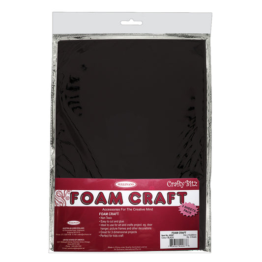 Sullivans Foam Sheets, Black- 3pk