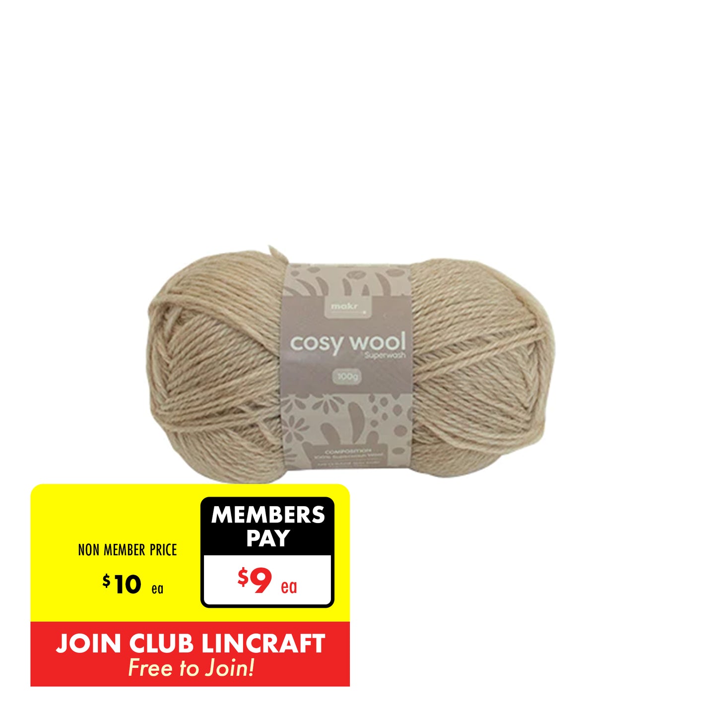 Makr Cosy Wool Crochet & Knitting Yarn 8ply, 100g Wool Yarn